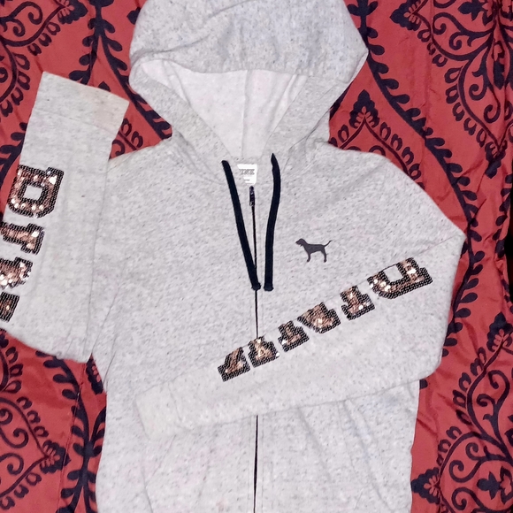 Gently used Victoria's secret pink bling full zip hoodie size medium - Picture 3 of 7